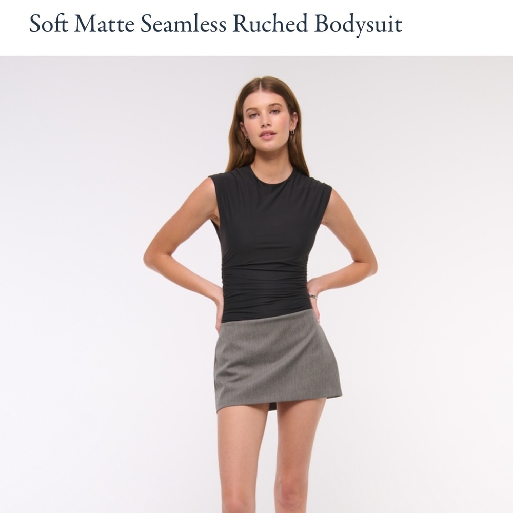 Abercrombie & Fitch Black Seamless Ruched Bodysuit